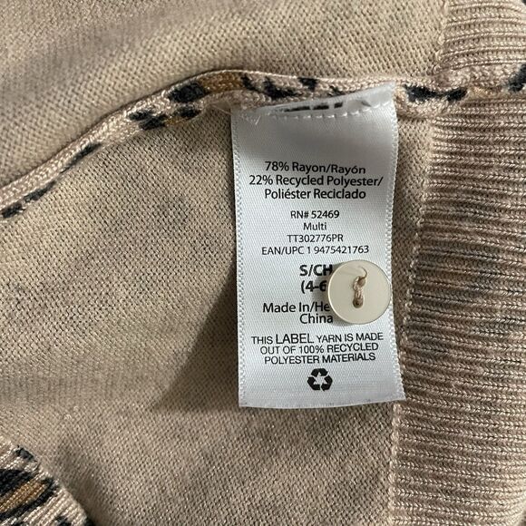 Time and Tru Leopard Print Button Up Knit Cardigan Sweater Women's Small 4 - 6 - Picture 7 of 7